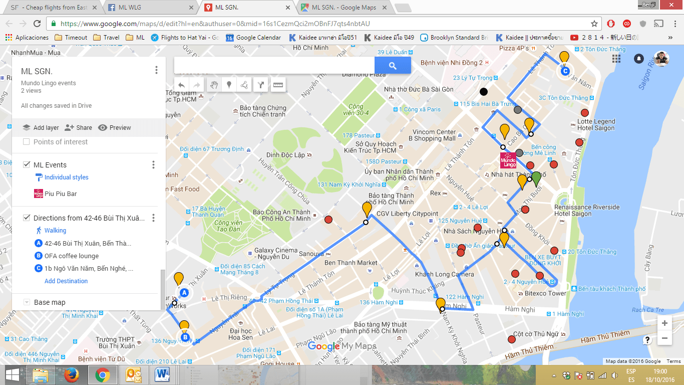 You can plan a route on your custom Google Map