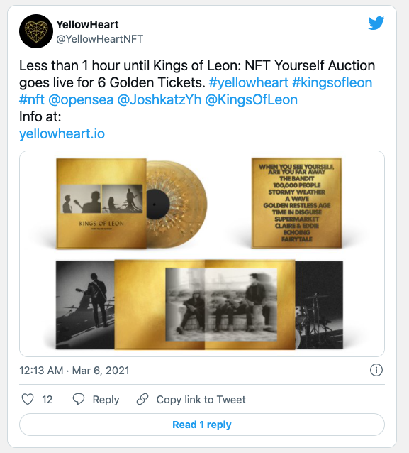 Kings of Leon乐队发行的限量版“金票”NFT