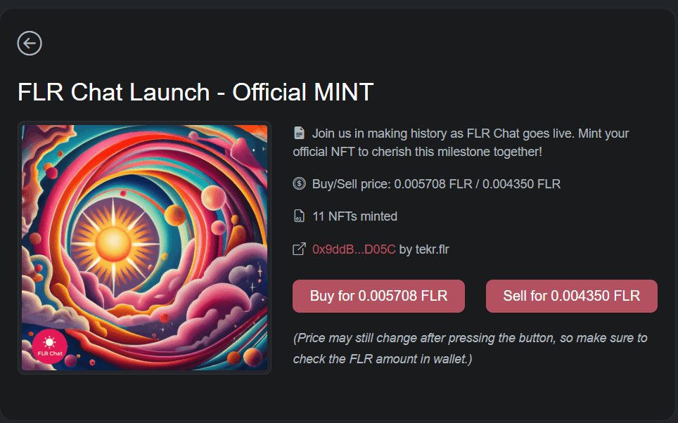 Mint FLR Chat Launch NFT