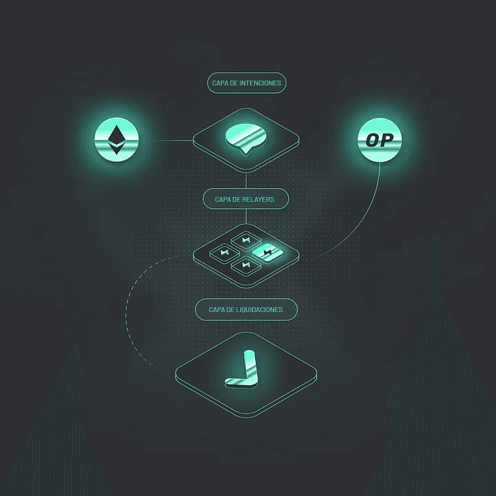 La capa de intención, relayer y liquidación.