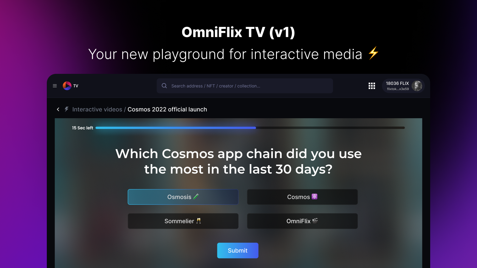 A preview of a text-based interaction on an interactive video on OmniFlix TV