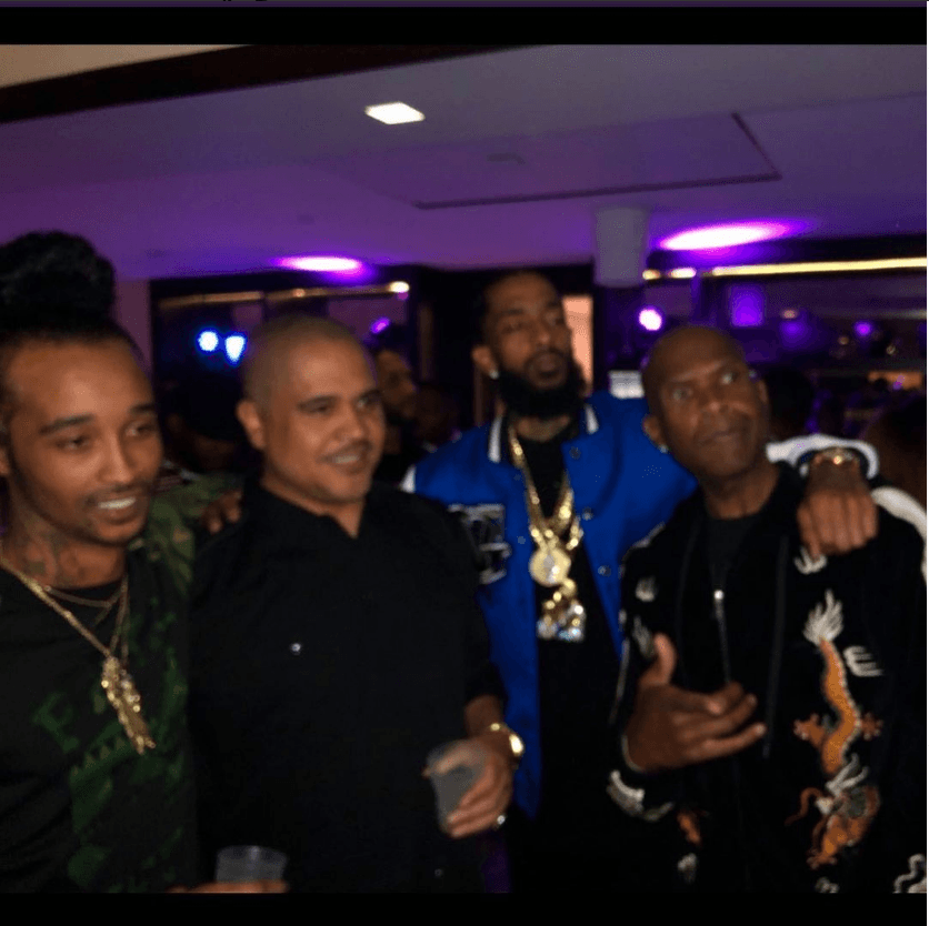 (left to right) Tay, unknown, the late Nipsey Hussle, Big Boy