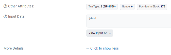 You can check Input Data of you transaction on etherscan.io and see '$AGI'