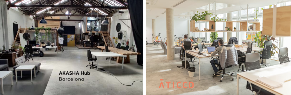 Akasha Hub on the left. Aticco Coworking on the right. Different orgs, different vibes.