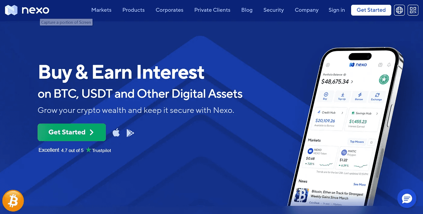 Nexo's website