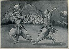 Bhima and Duryodhana duel for the last time