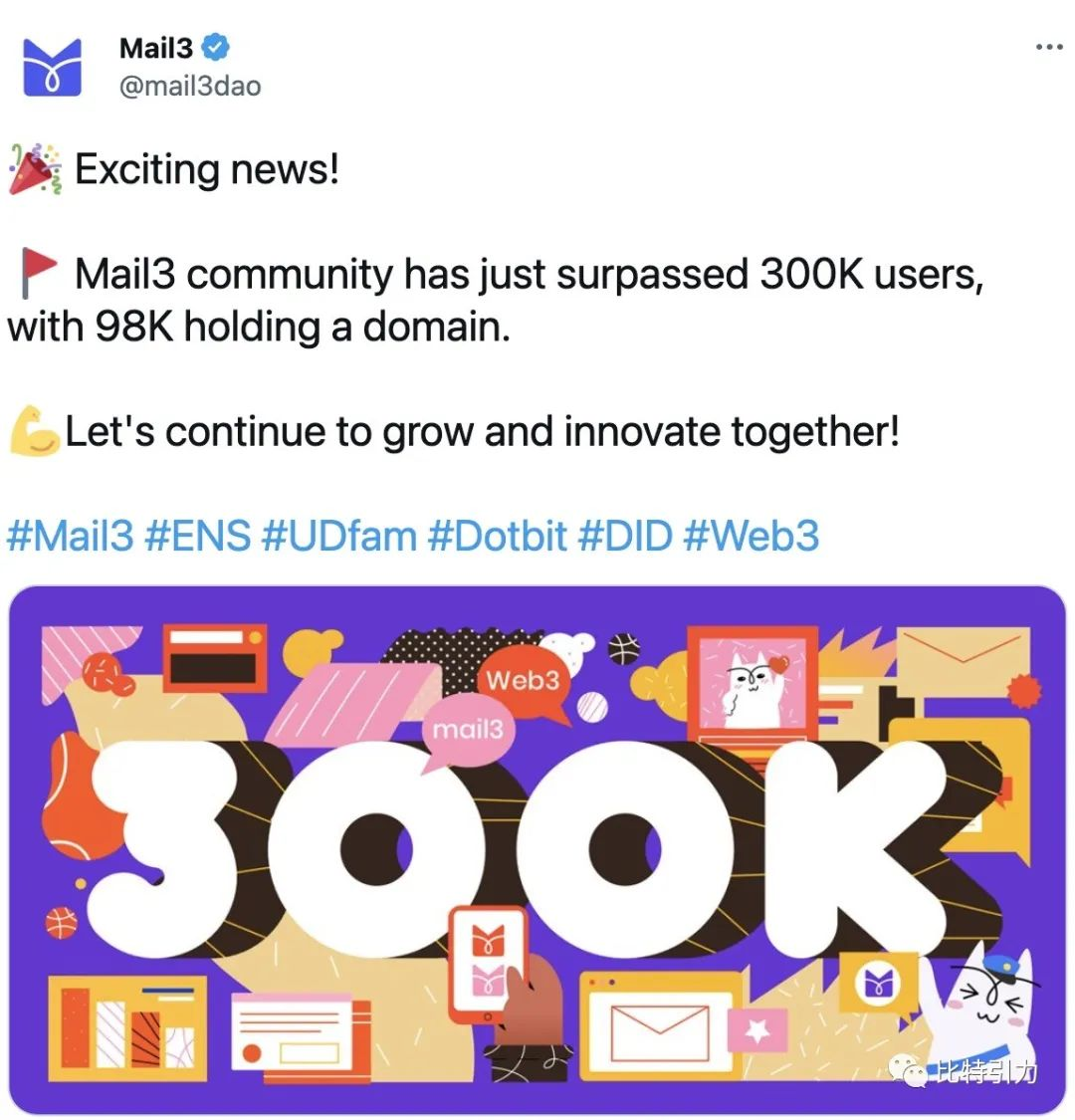  2023 年2月 Mail3 用户超300k