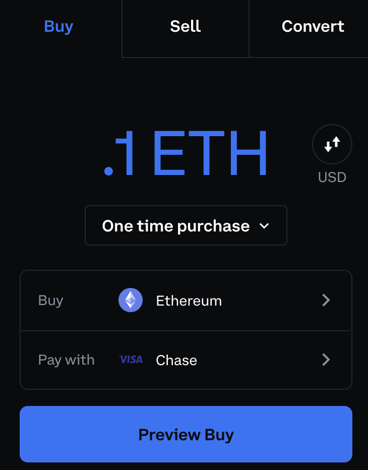 Buy your first Ethereum using a debit card or checking account