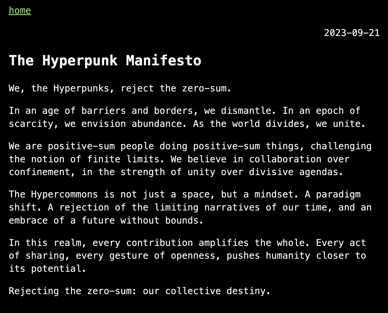 The Hyperpunk Manifesto