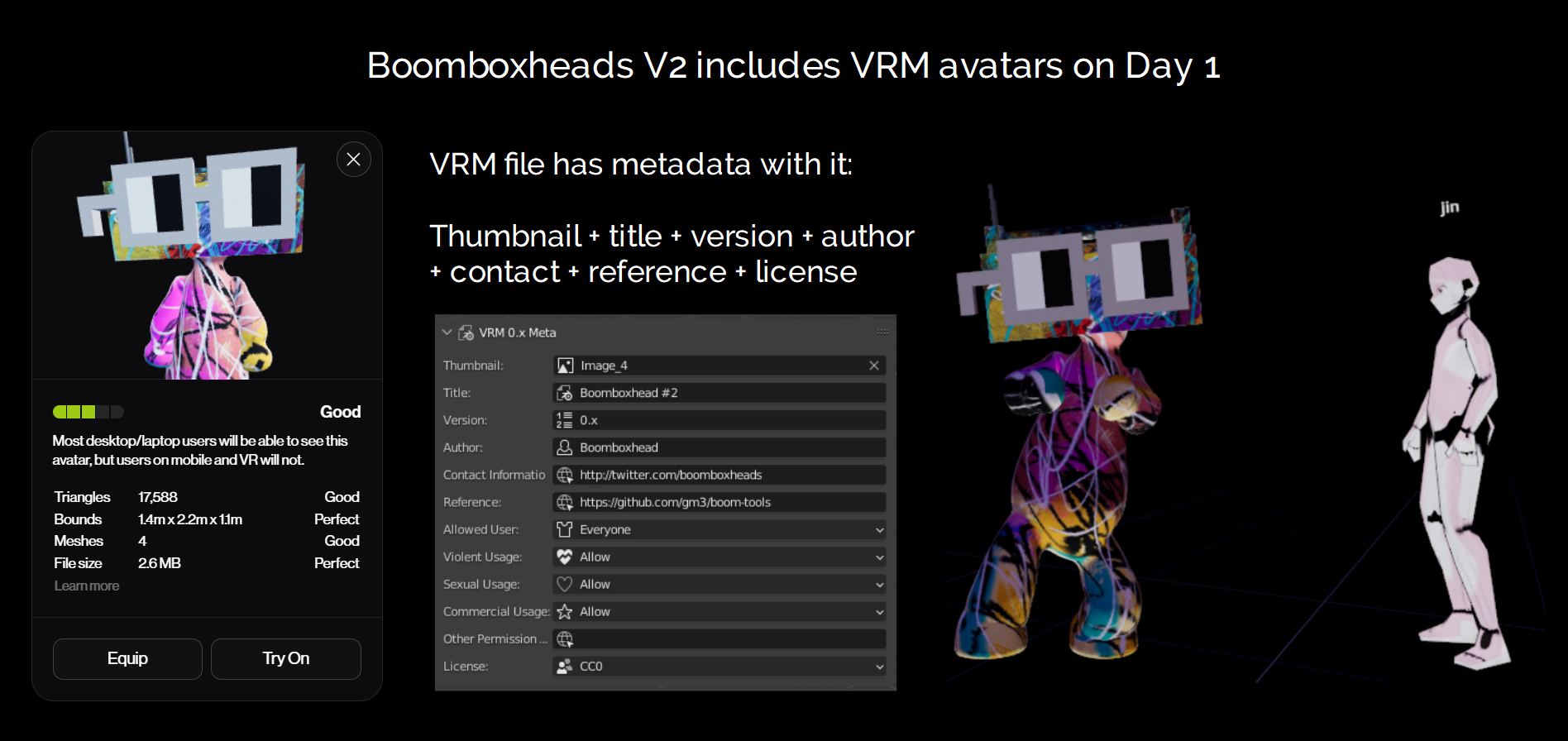 Viewing the VRM in Hyperfy.io and https://github.com/saturday06/VRM-Addon-for-Blender plugin