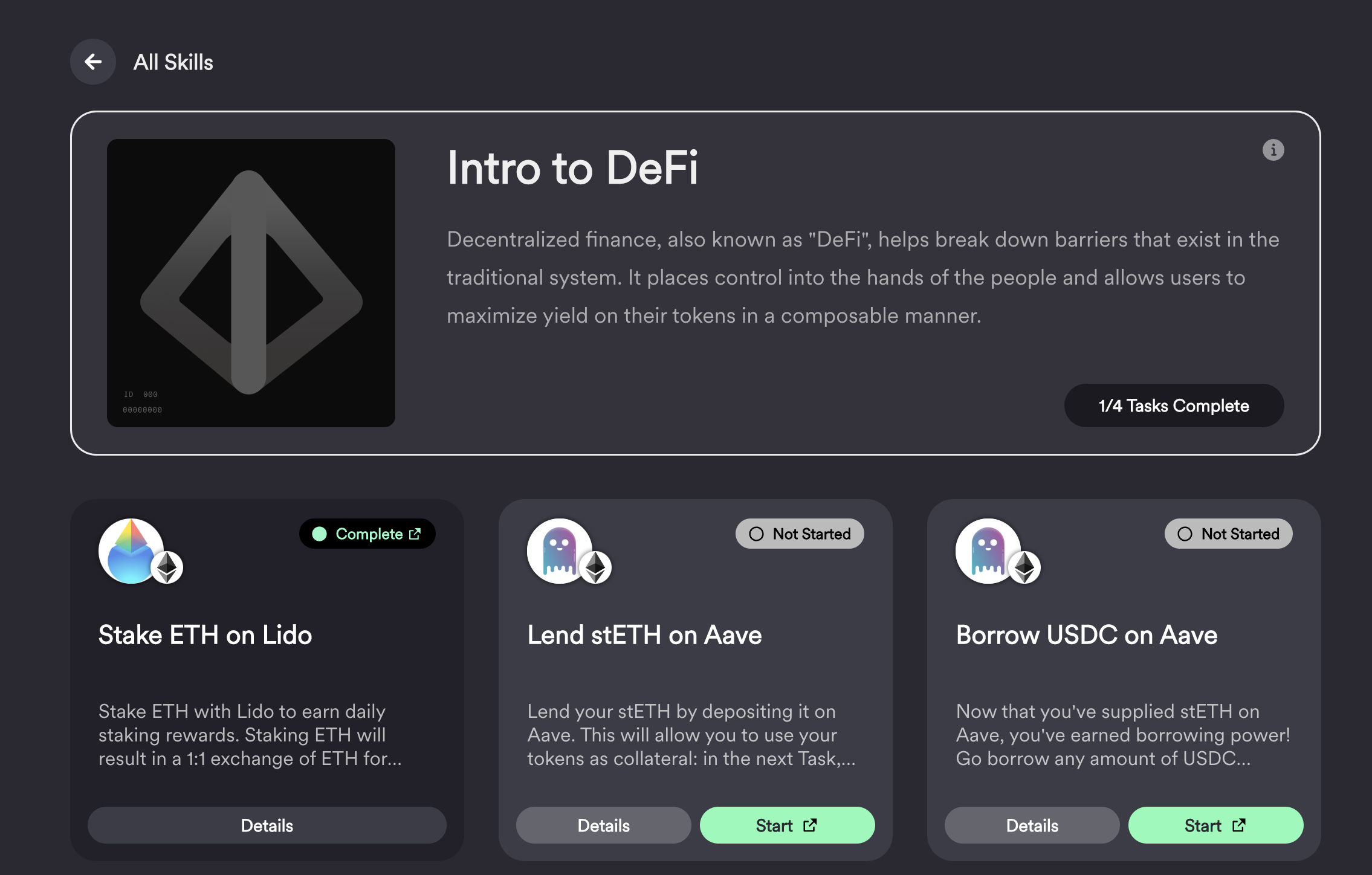 You can also redeem the Stake ETH on Lido task in Intro to Defi