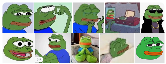 发源自2005年漫画的Pepe已经爆火了17年，可见Meme的生命力，图片来源：Google化