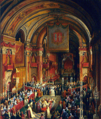 A Igreja de São Domingos aquando da ratificação do casamento de D. Luís I e de D. Maria Pia, em 1862.