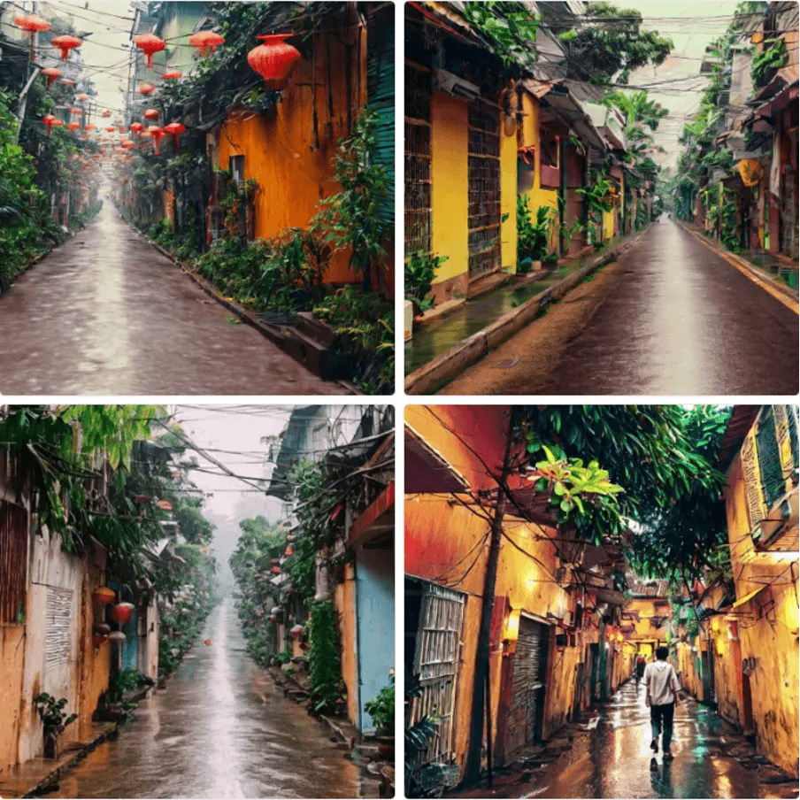 Fig6. Image Generated by Stable Diffusion after Entering “Alley in Vietnam 4k Raining Aesthetic”