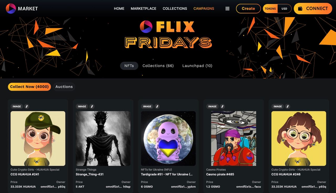 Flix Fridays page on OmniFlix.Market