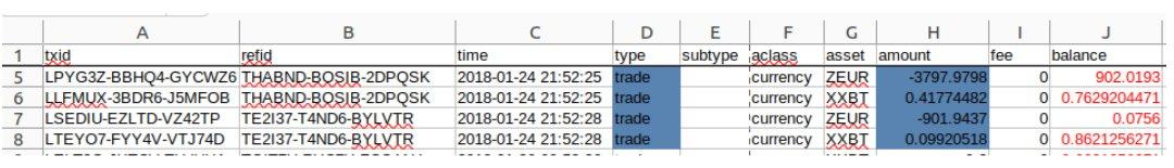 Ledger export (CSV)