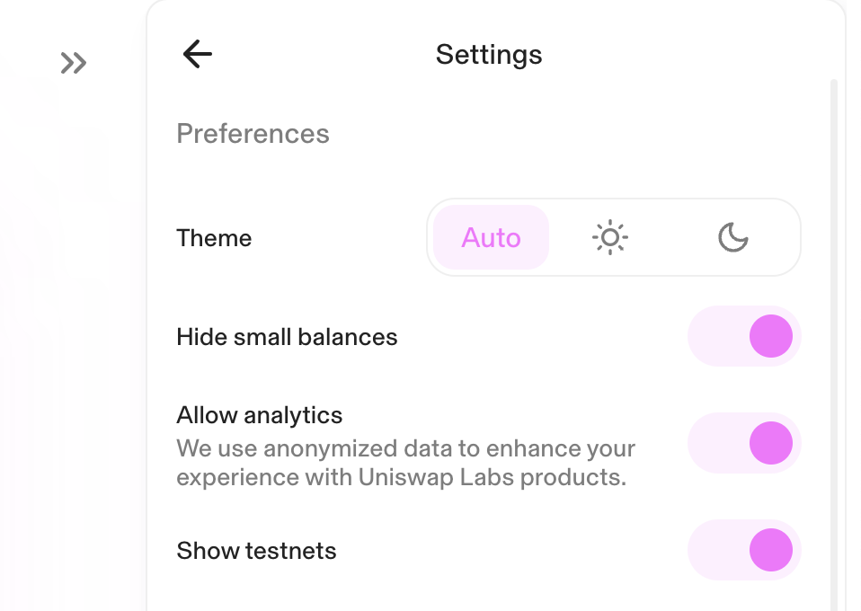 Enable "Show testnets" in Uniswap settings.