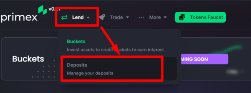 You can manage liquidity in the "Deposit" tab.