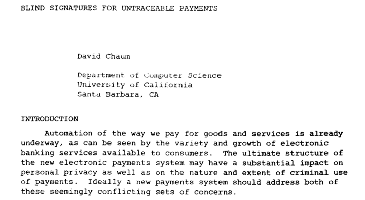 Blind signatures for untraceable payments