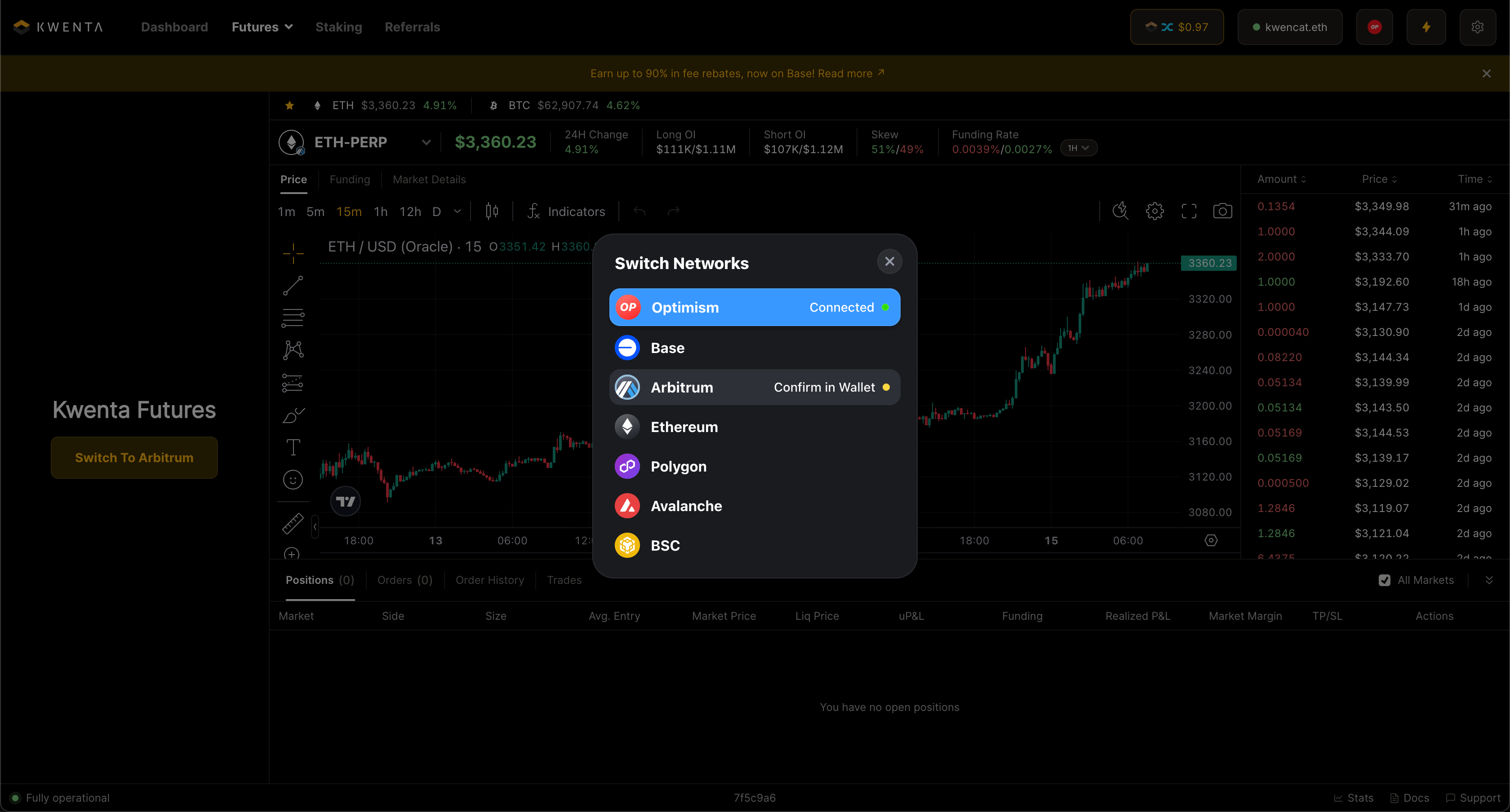 Select Arbitrum and confirm in your DeFi Wallet