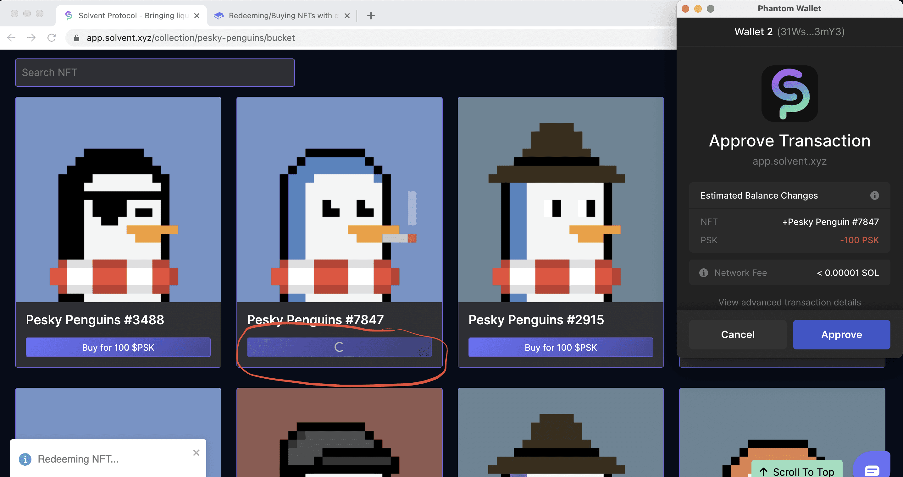 花 100 $PSK 買 Pesky Penguin