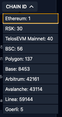 The selector lets users choose from a variety of networks