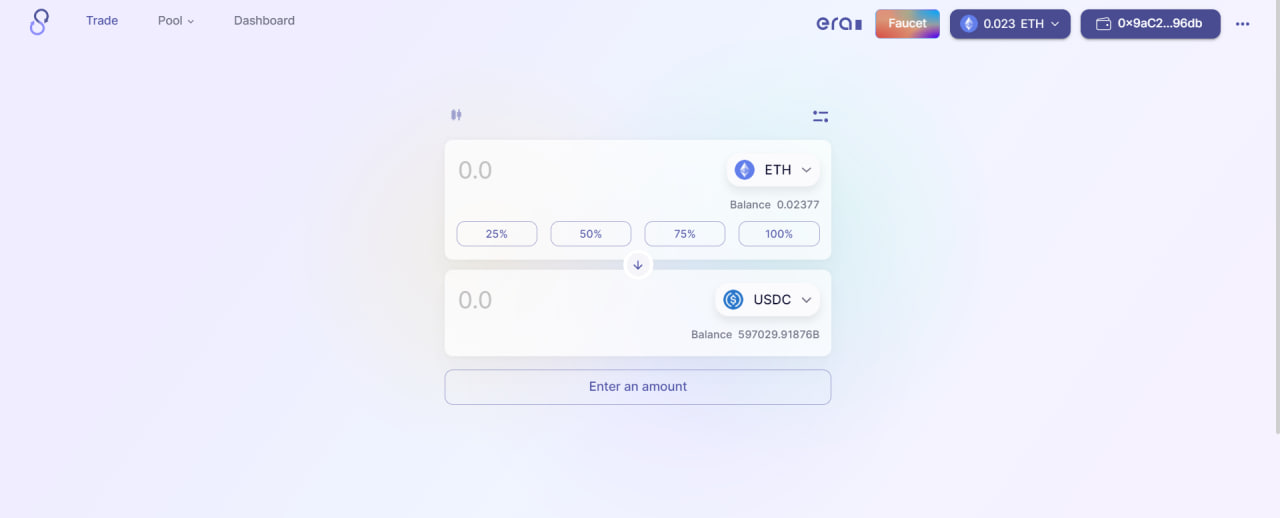 Select a pair of tokens, the amount, and click Swap.