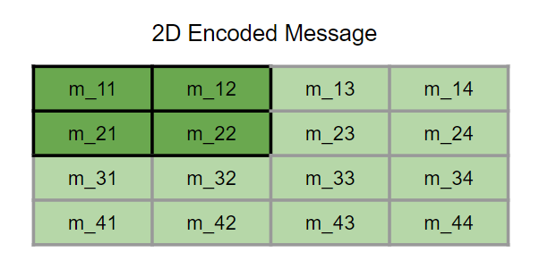Figure 5: Illustrates the final matrix after the 2D Reed-Solomon encoding.