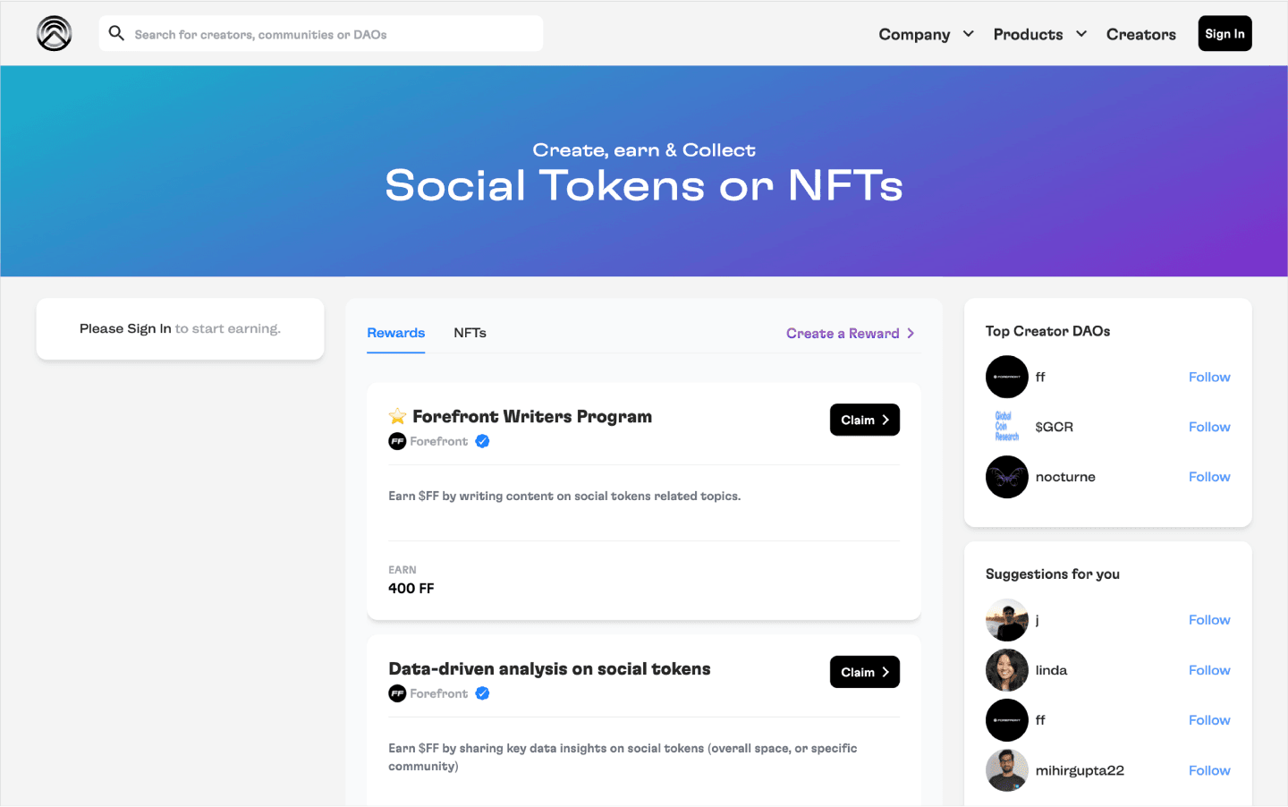 Original Landing page, 2021