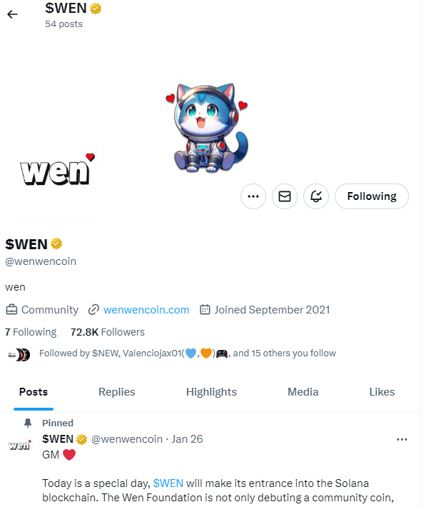 Wencoin original account