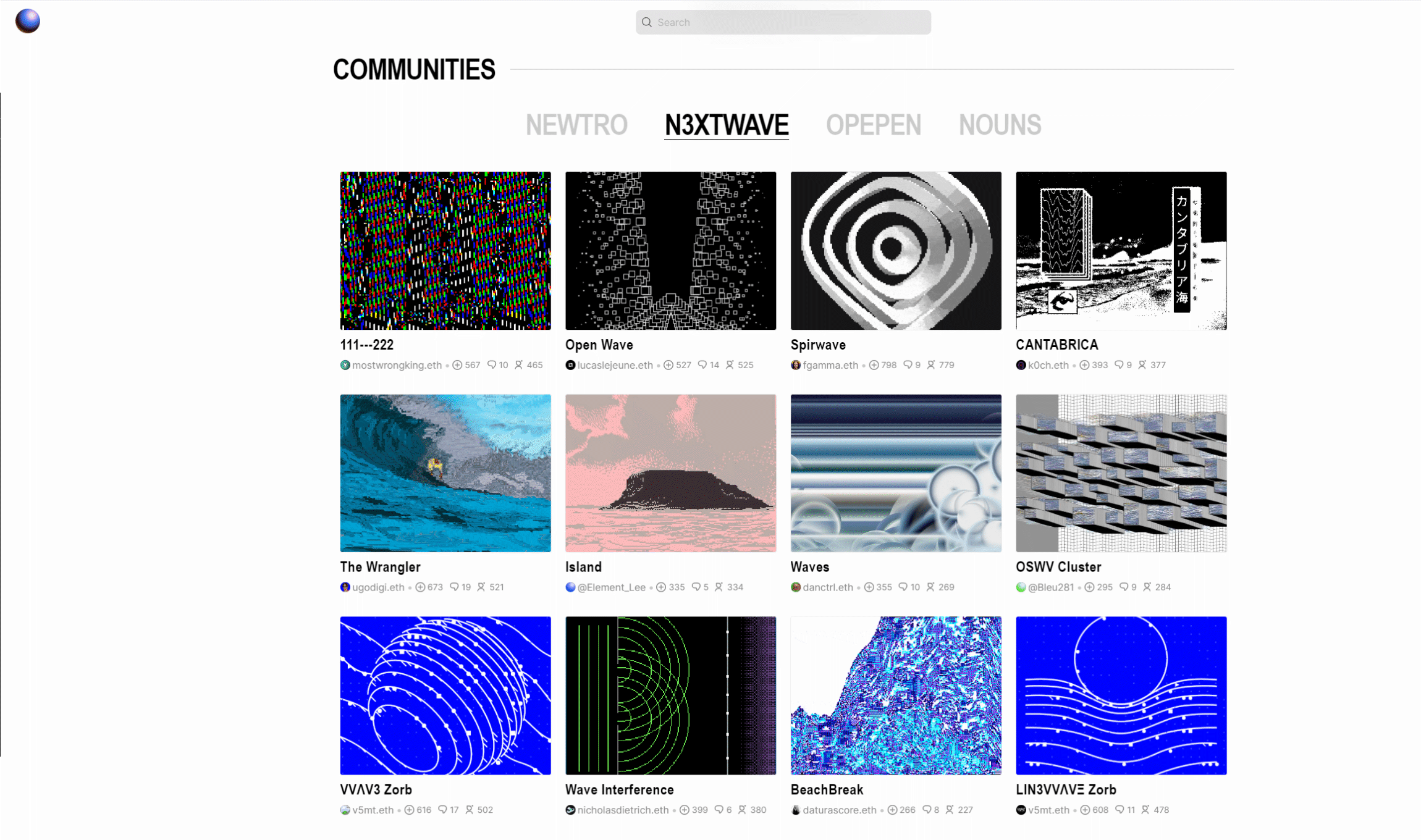 N3XTWAES' WAVE Collection featured in Zora's Communities section.