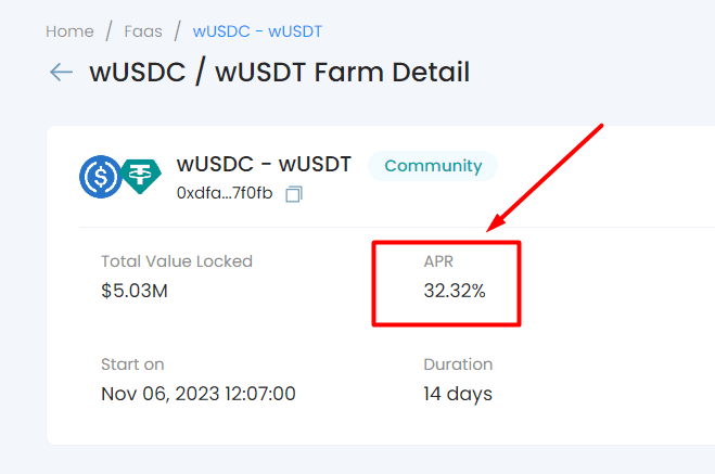 Lợi tức 32.32% cho cặp stablecoin USDC/USDT trên flowX