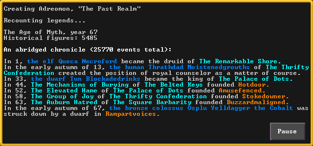 History simulation in Dwarf Fortress | Image Credit: Dwarf Fortress Wiki