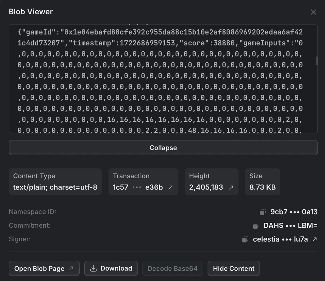 Micro-Rollup Batch data posted as blob on Celestia Mocha testnet 