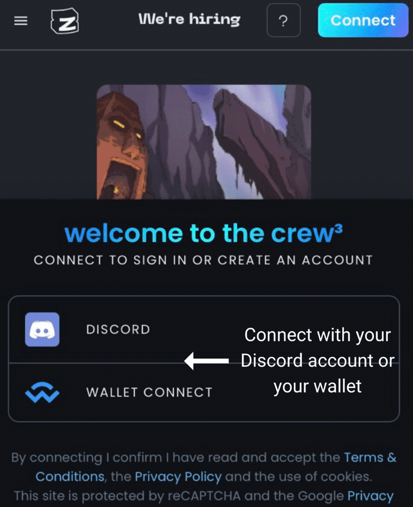 Sign in by your Discord account or your Wallet