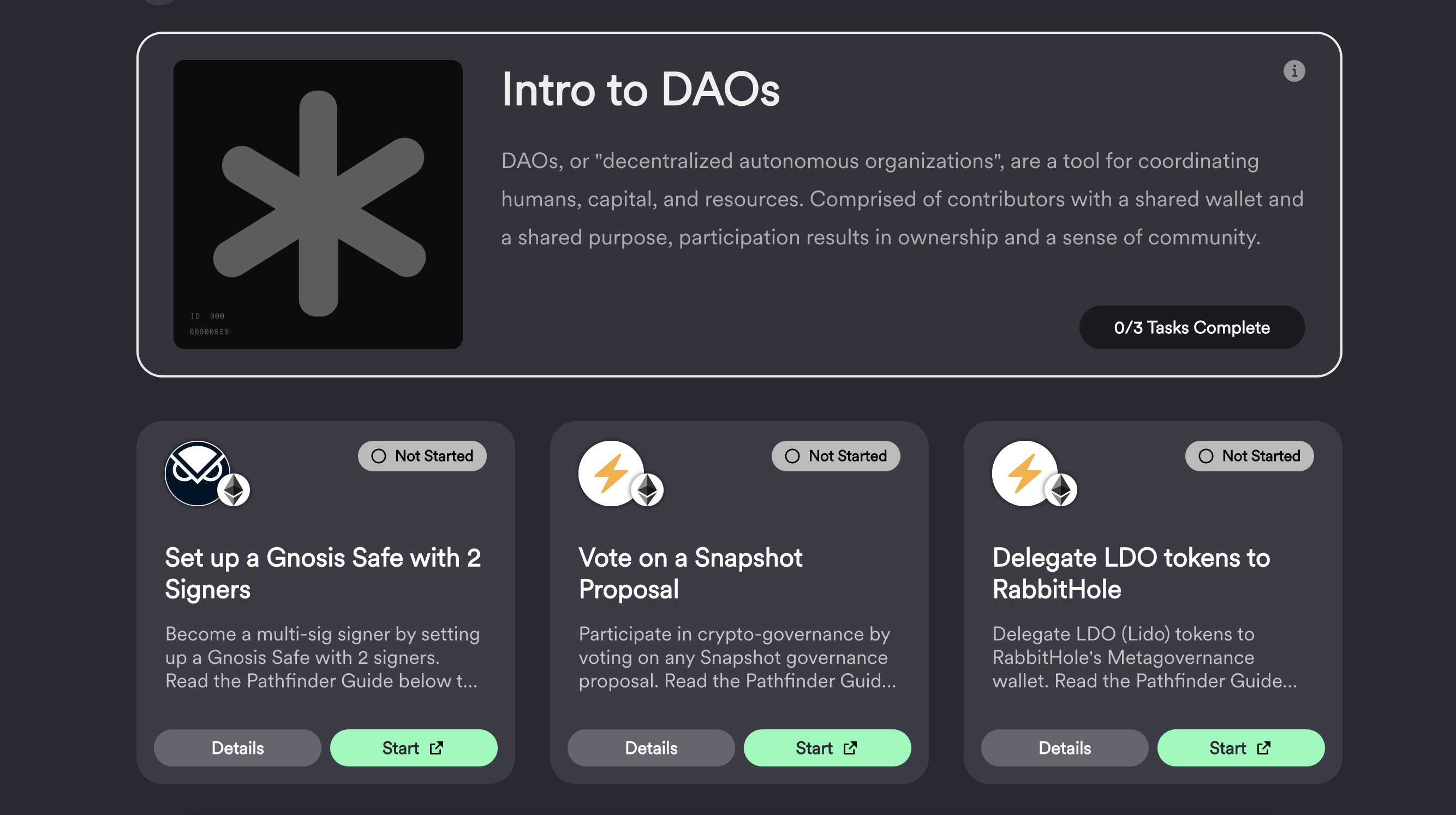 Intro to DAOs includes a redemption for voting on Snapshot