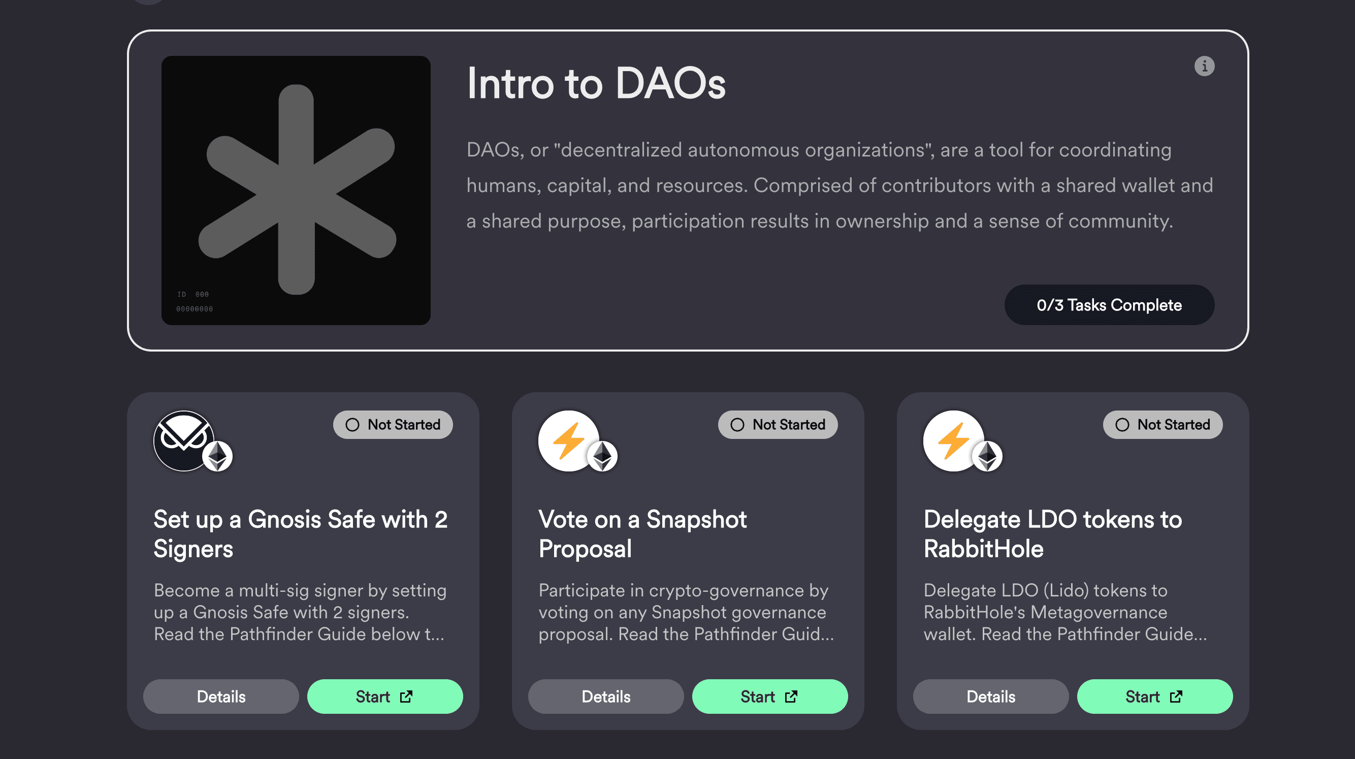 Intro to DAOs includes a redemption for voting on Snapshot