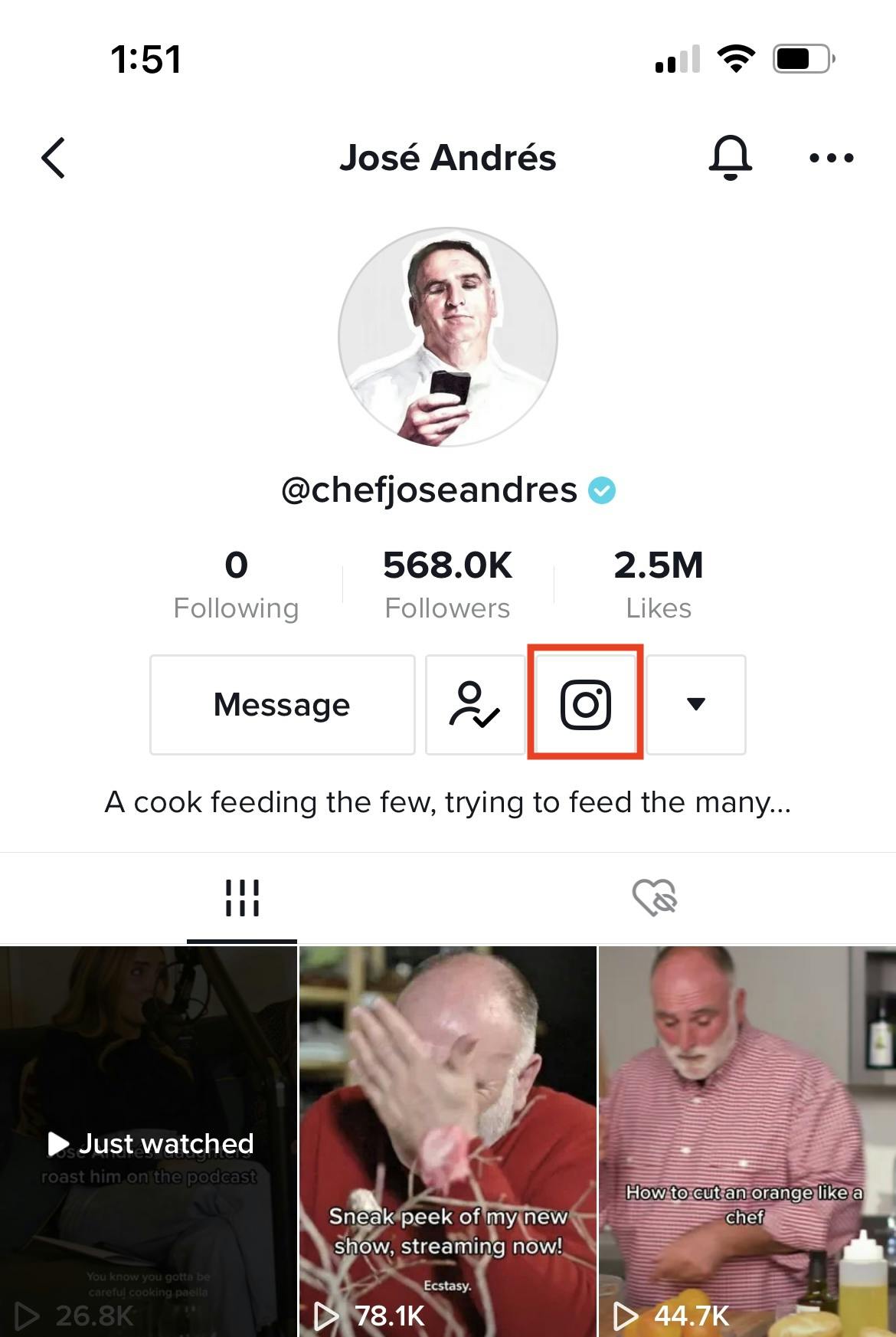 I highly recommend Chef Jose Andres’ TikTok account