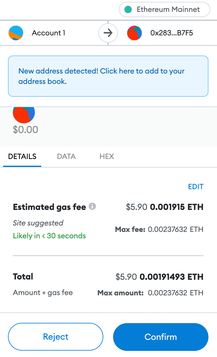 MetaMask will prompt you to Confirm the transaction