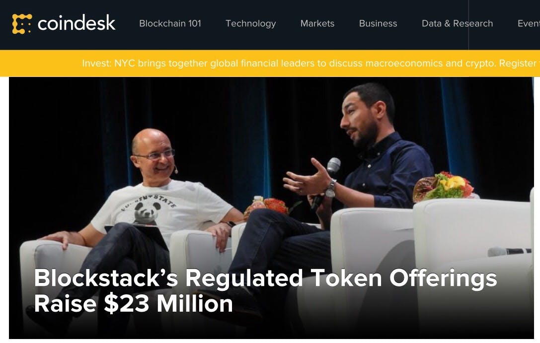 En septiembre de 2019, Blockstack concretó la primera venta regulada de tokens bajo la ley de Estados Unidos.