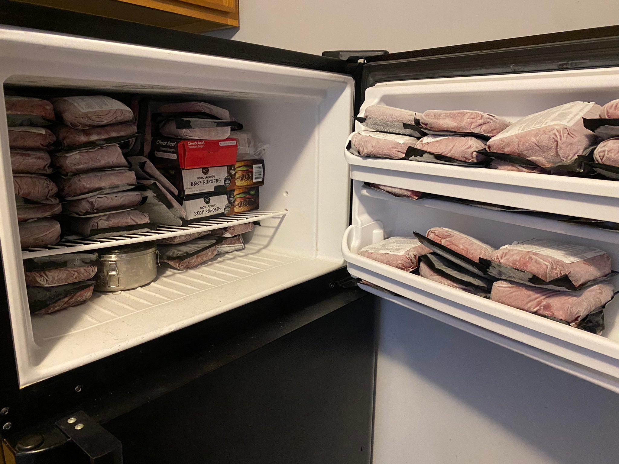 What my freezer looks like every month.