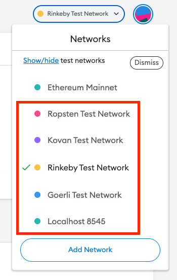 Selecting Rinkeby Network