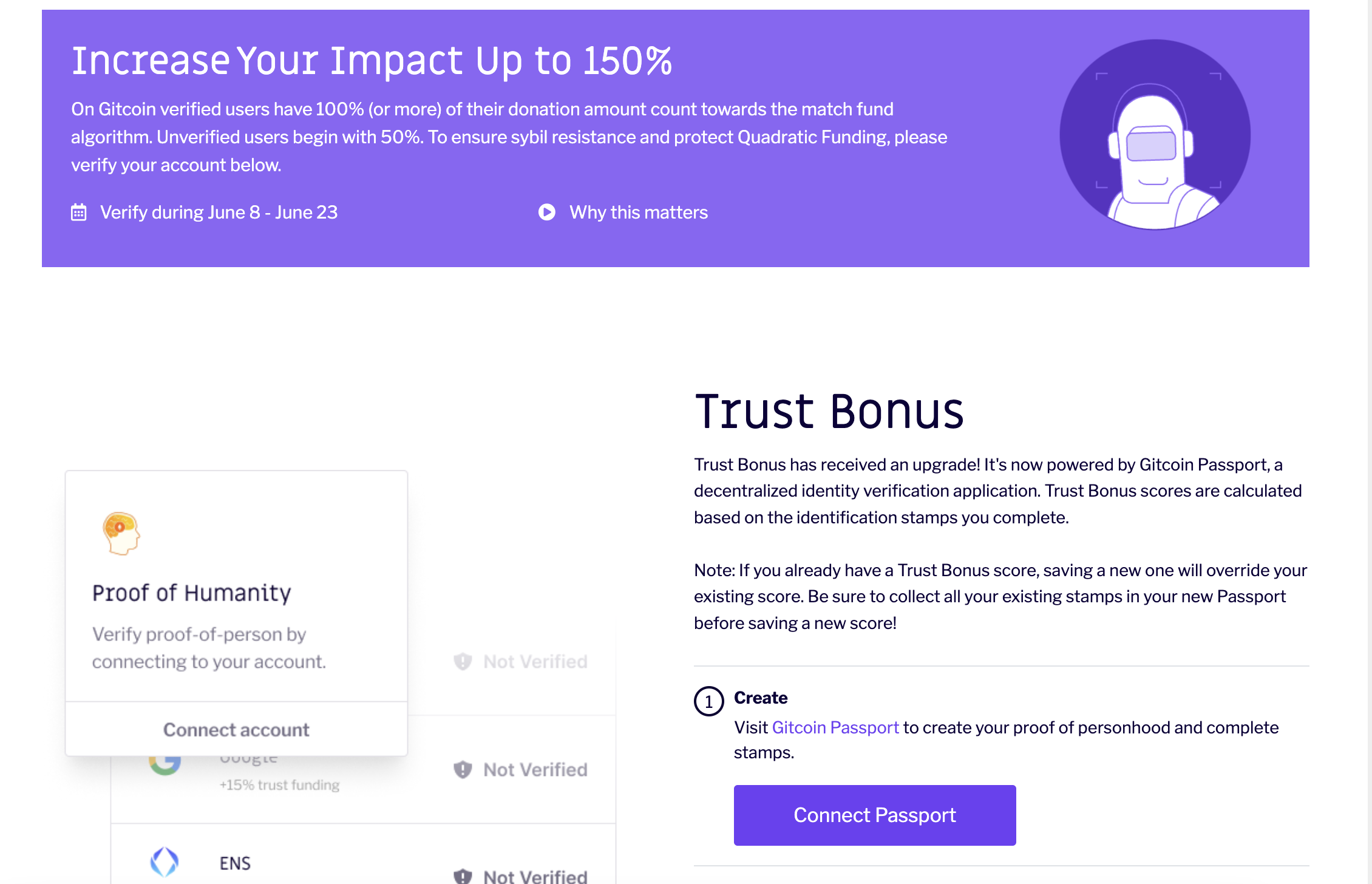 Connect Passport so your contribution can receive a trust bonus
