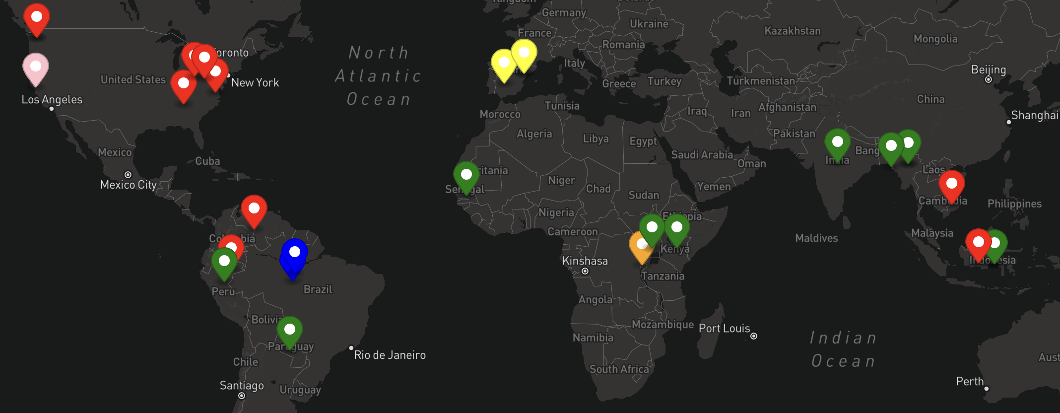 The Ecofrontiers Map shows the locations of existing green crypto-assets.