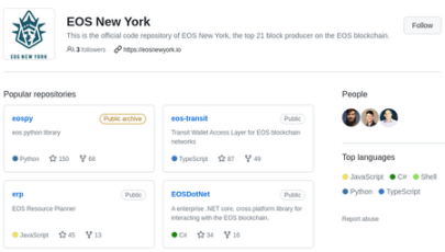 EOS 纽约时 EOS 顶级区块生产者之一，它甚至编写了相当多的开源基础架构代码