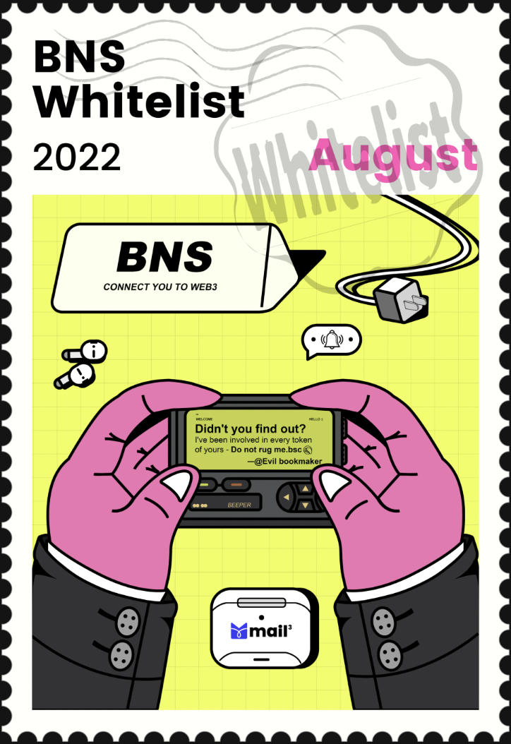 BNS Whitelist stamp NFT with a "WHITELIST"