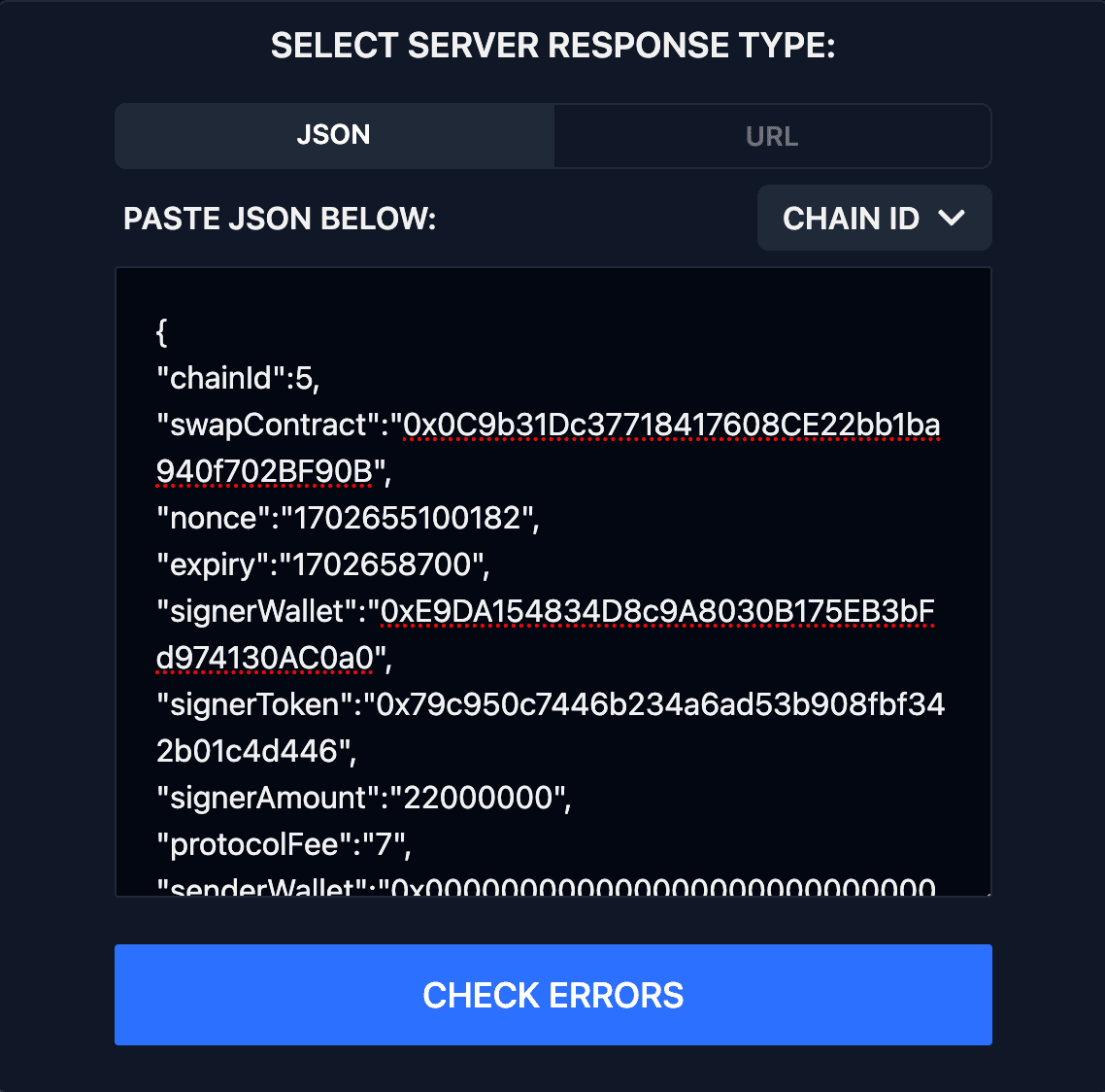 You can toggle between JSON and URL forms