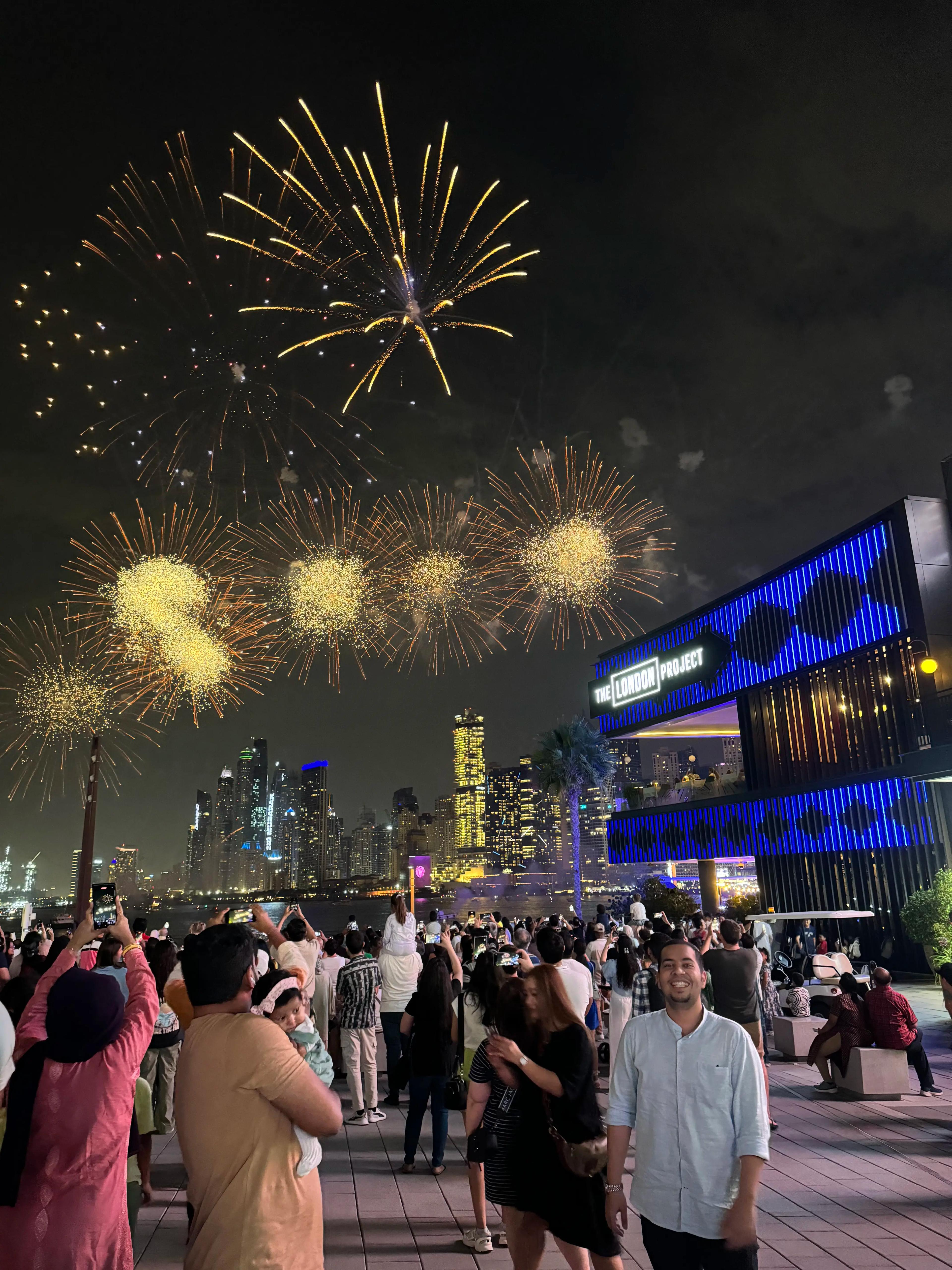 Sarthak at Eid fireworks in Dubai