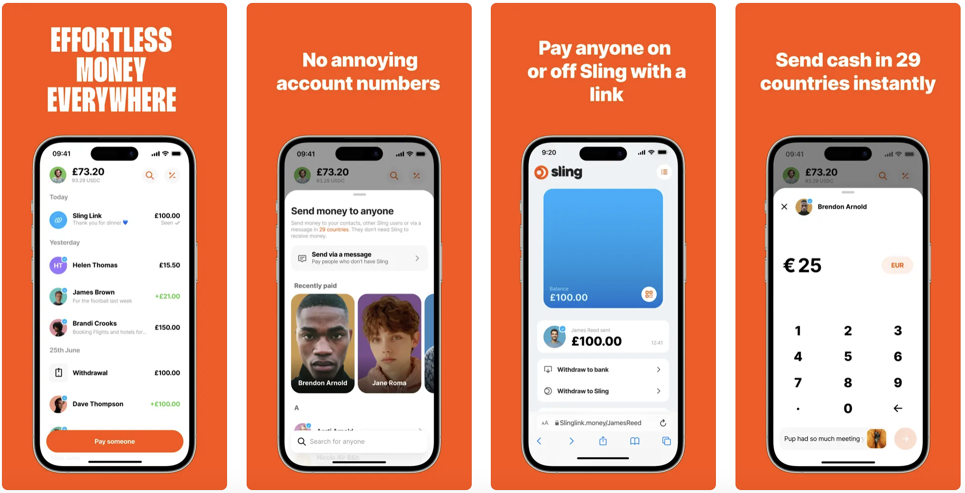 Sling.money app store screenshots 