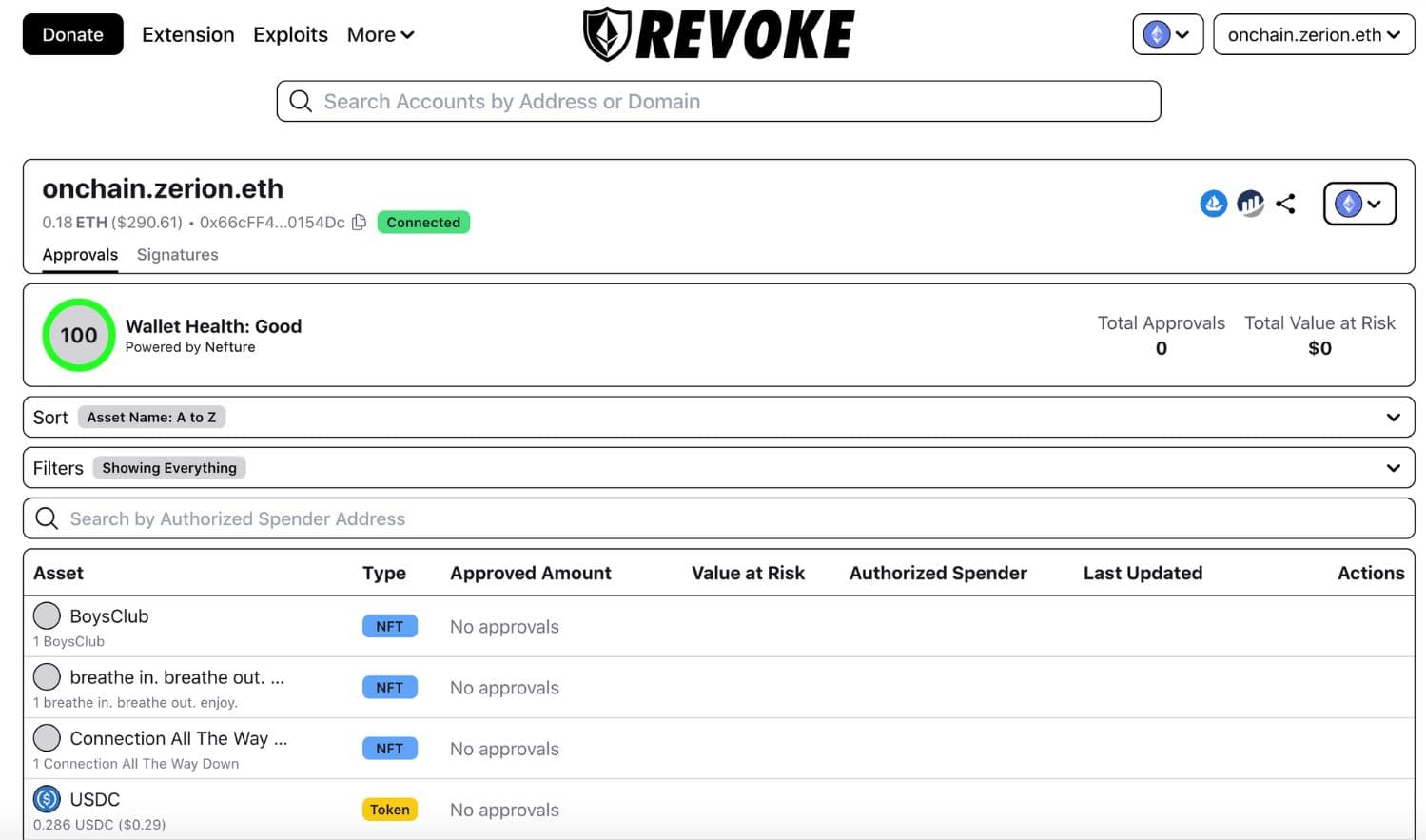 Отозвать разрешения на токены с Revoke.cash